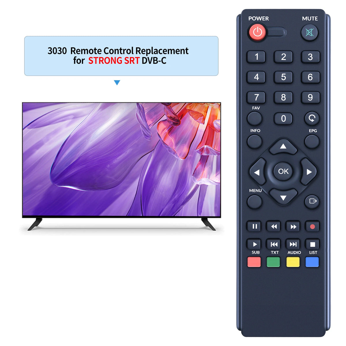 Replacement Remote Control For STRONG SRT 3030 DVB-C