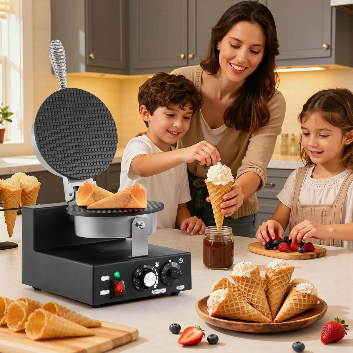 Dyna-Living Waffle Cone Maker Commercial Ice 9.8* 12.6* 21.7 inch, Black
