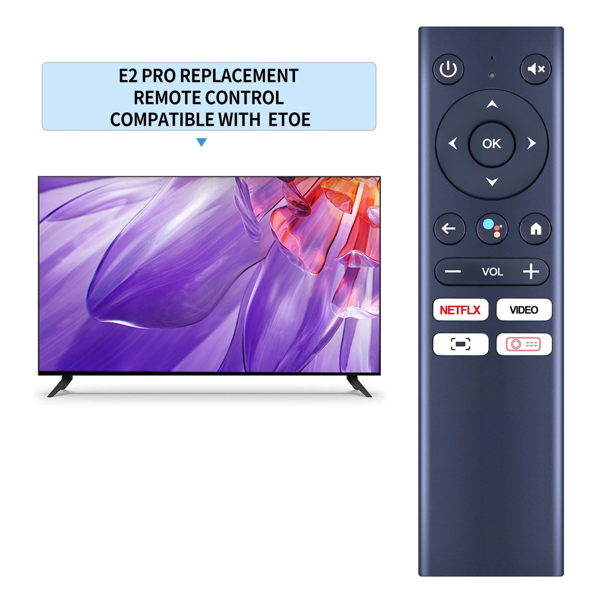 Remote Control For ETOE Voice E2 Pro & D2 Pro & E3 Pro Android TV Projector