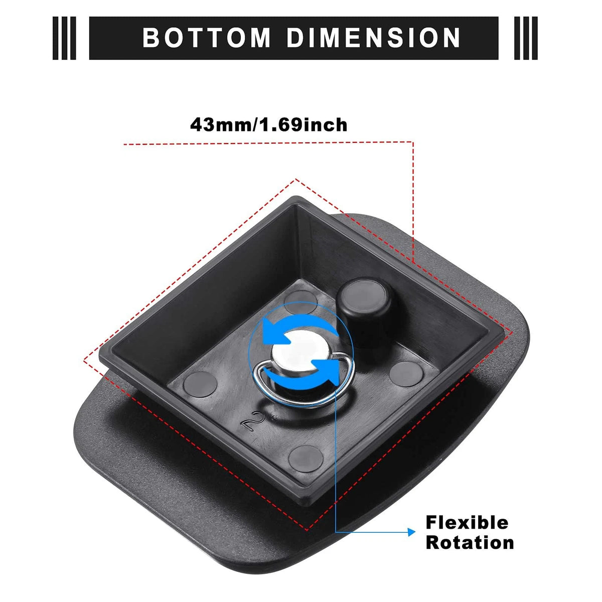 Weewooday 2 Pieces 43mm Tripod Mounting 43 x 43 mm/ 1.7 x Inch, Black