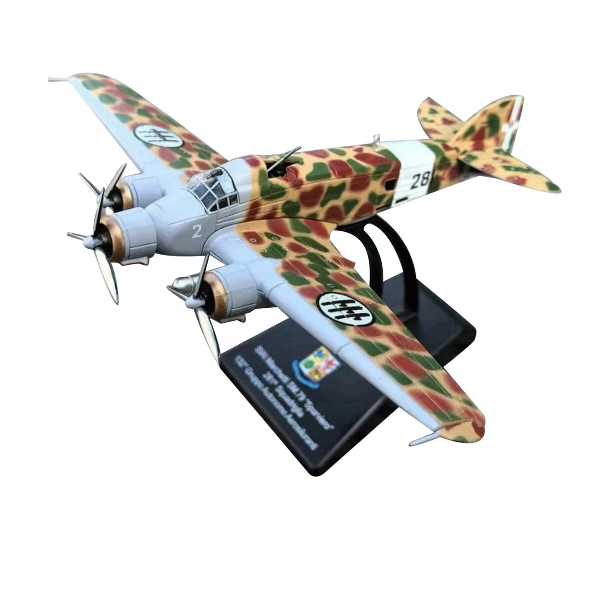 11cm Long 1/144 Scale Diecast SM.79 Sparviero Bomber Model Aircraft Toy