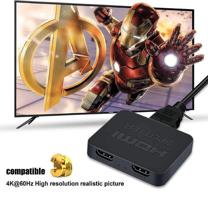 1 in 2 Out HDMI Splitter Mirror Distributor Amplifier Adapter Dual Display