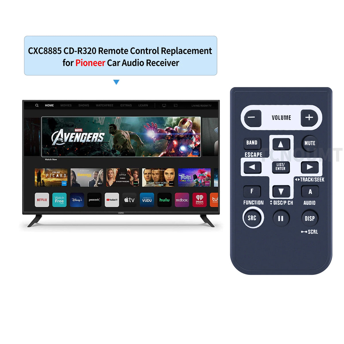 Replacement Remote Control For Pioneer CXC8885 CD-R320 Car Audio Stereo