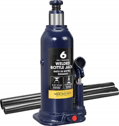 Torin 6 Ton (12,000 LBs) Hydraulic Welded Bottle Jack, Portable 6 Ton, Blue