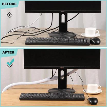 AGPTEK White Cable Sleeve Cover, 2 Pack 5ft - 1.2 inch Desk 1.2"-10ft,