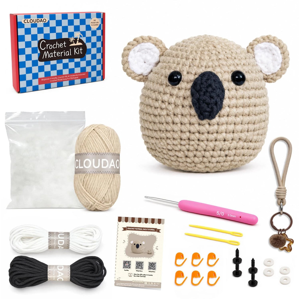 CLOUDAO Crochet Kit for Beginners, Amigurumi Starter Koala