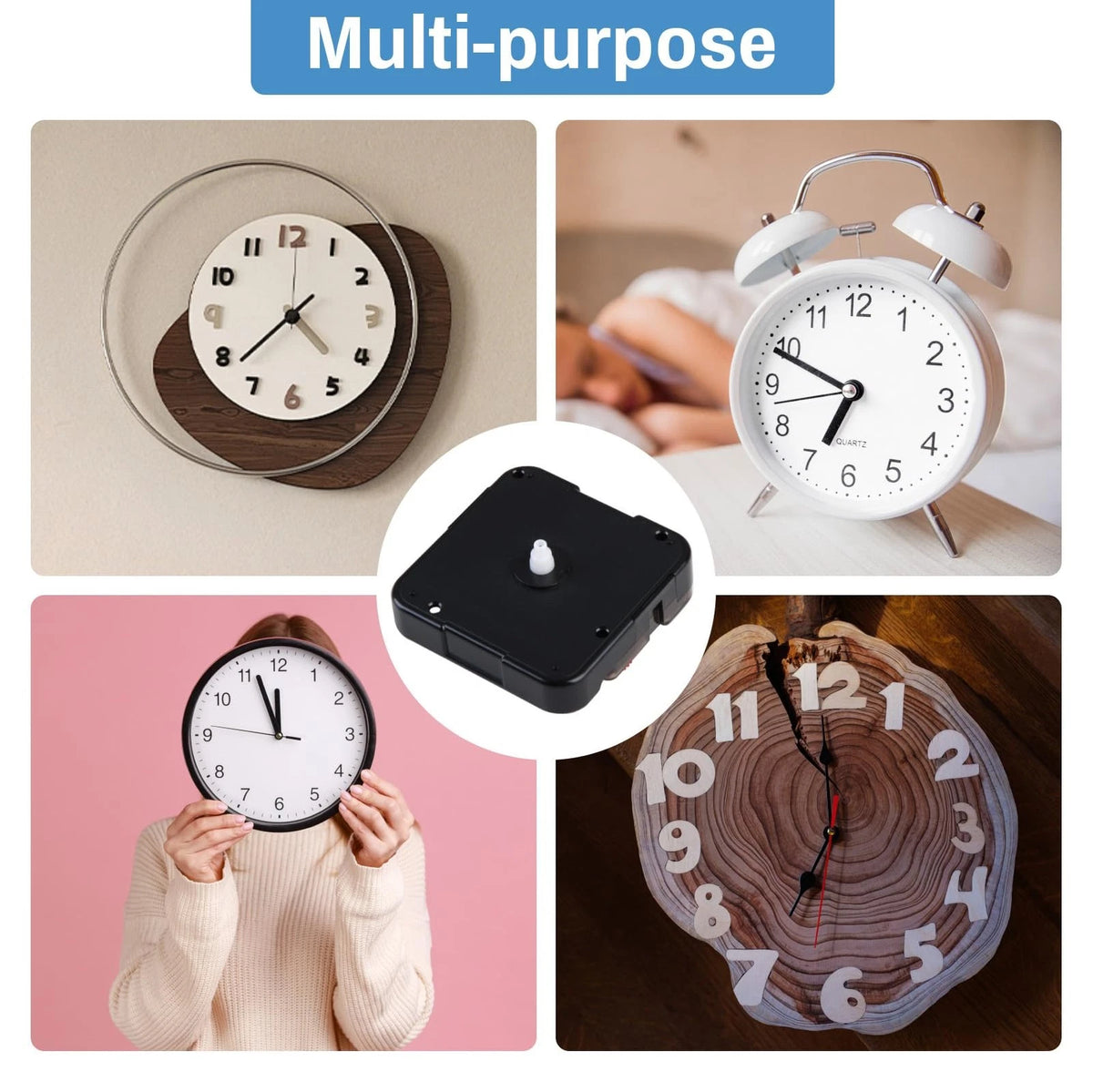 Quartz Clock 12888 Movement Replacement Set, 14.5mm, Shaft 8mm - No Thread