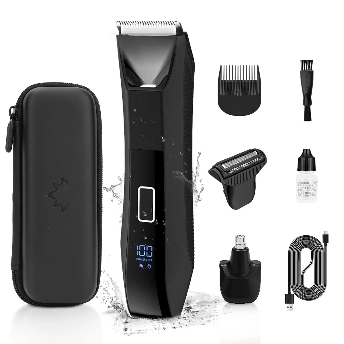Bomic Manscape 3-in-1 Body Trimmer for Men, Groin, Pubic & Ball Hair Black