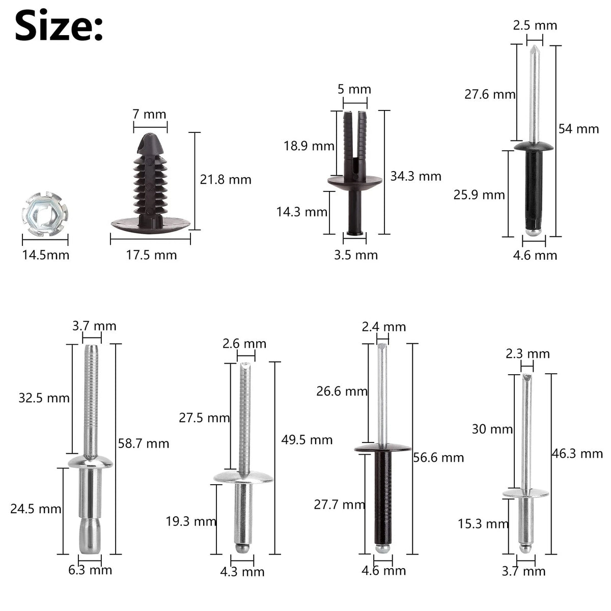 10L0L Golf Cart Complete Body Metal Rivet Hardware Kit for 1994+ EZGO TXT...
