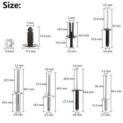 10L0L Golf Cart Complete Body Metal Rivet Hardware Kit for 1994+ EZGO TXT...
