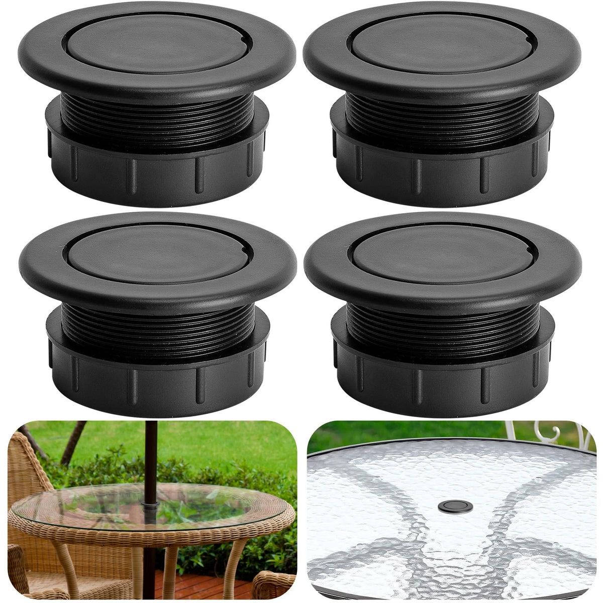 DECOHS 4 Pcs 2 Inch Parasol Umbrella Hole Ring Plug and Cap Set, 4