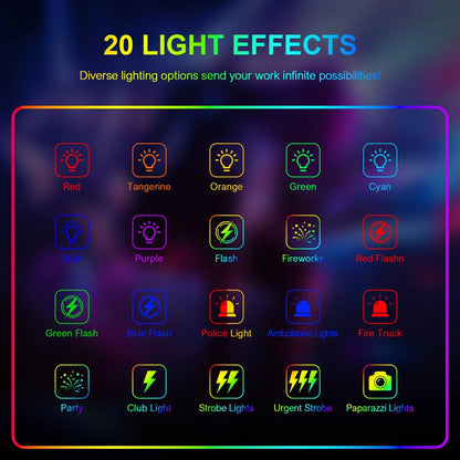 Hagibis RGB Camera Light,360°Full Color Portable Video Light LED RGB-Black