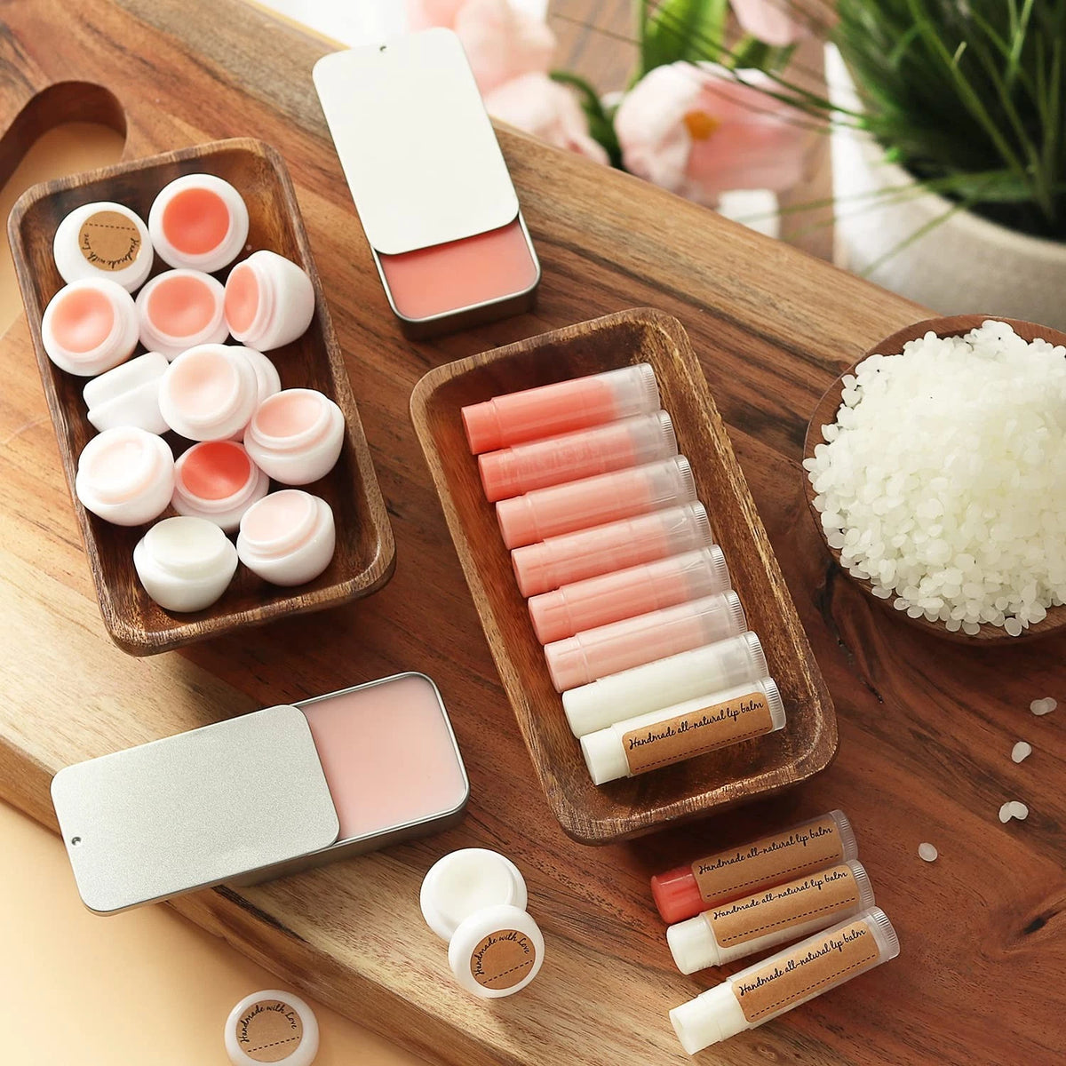 CraftZee 𝗣𝗥𝗘𝗠𝗜𝗨𝗠 Lip Balm Making Kit. DIY 66 Piece Set, Clear