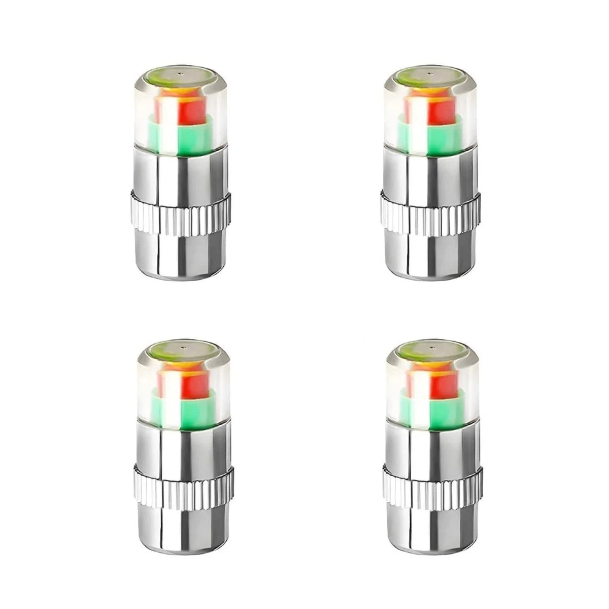 4 PCS Tire Pressure Monitor Valve Caps, 3 Color Visual Alarm Pressure Detectors