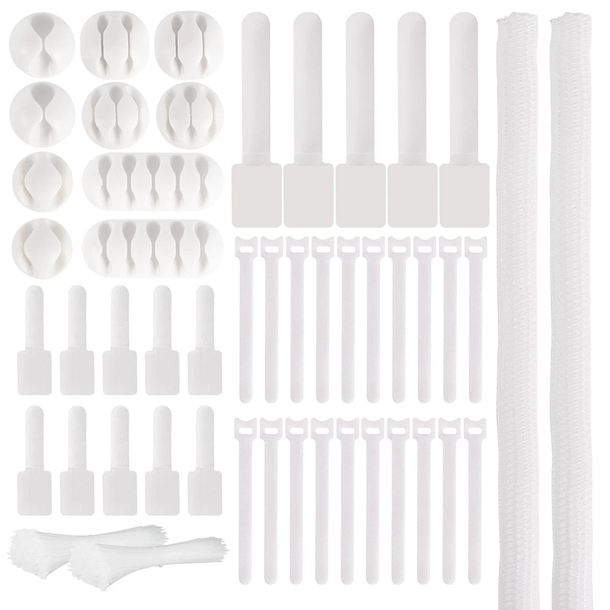 AOOTOOSPORT 137PCS Cable Management Kit 4 Sleeve Split 5 inches, White