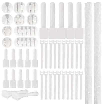 AOOTOOSPORT 137PCS Cable Management Kit 4 Sleeve Split 5 inches, White