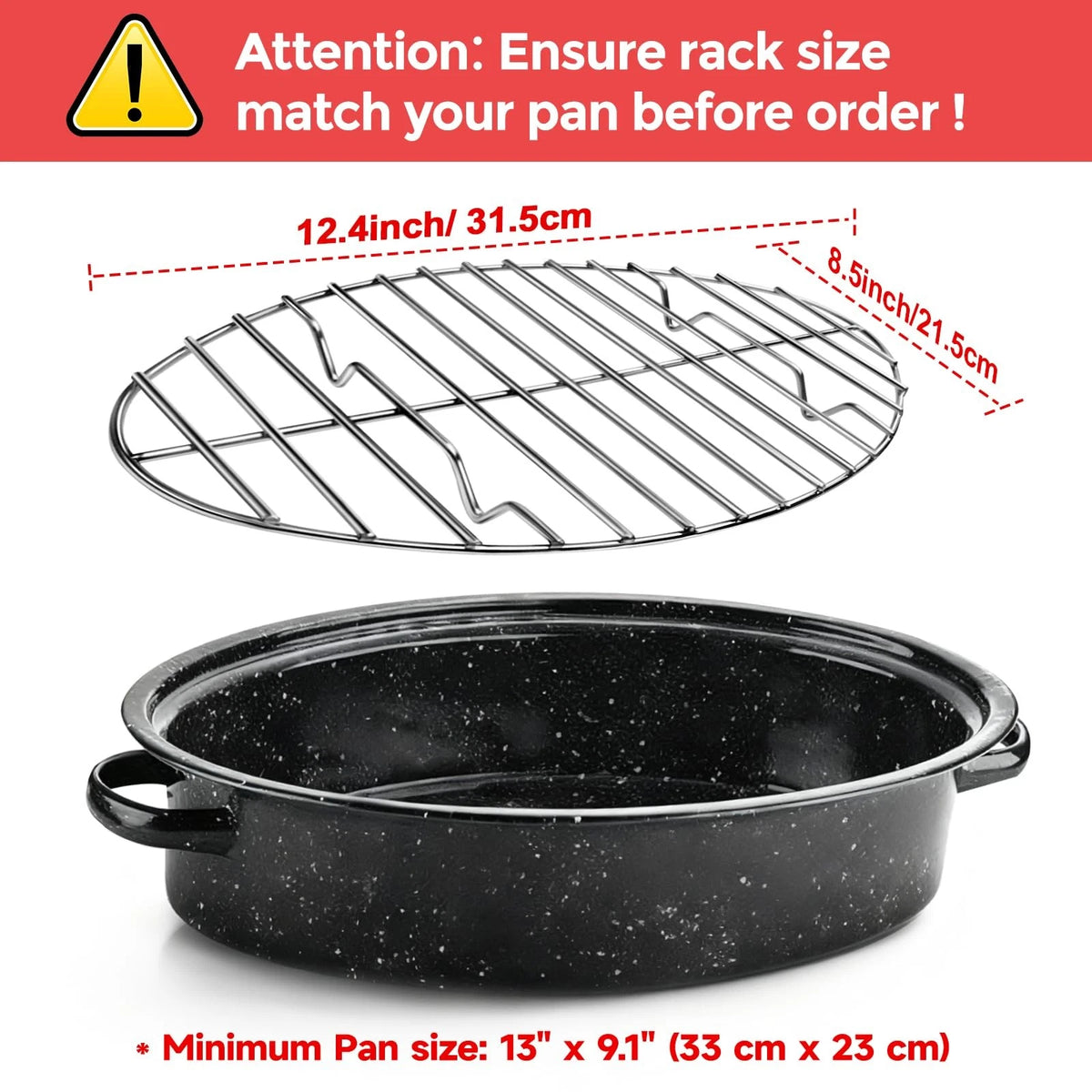 12inch Stainless Steel Roasting Rack, Oval Rack for small, Silver