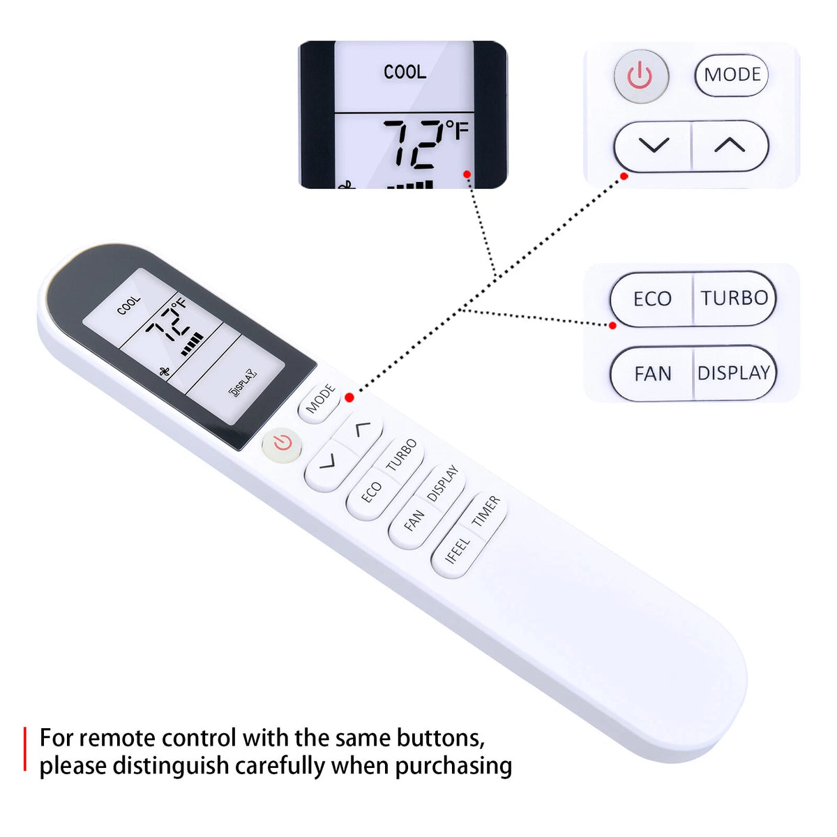 Remote Control For Denali Aire 1DAC6K 1DAC10K 1DAC12K 1DAC15K 1DAC18K 1DAC24K