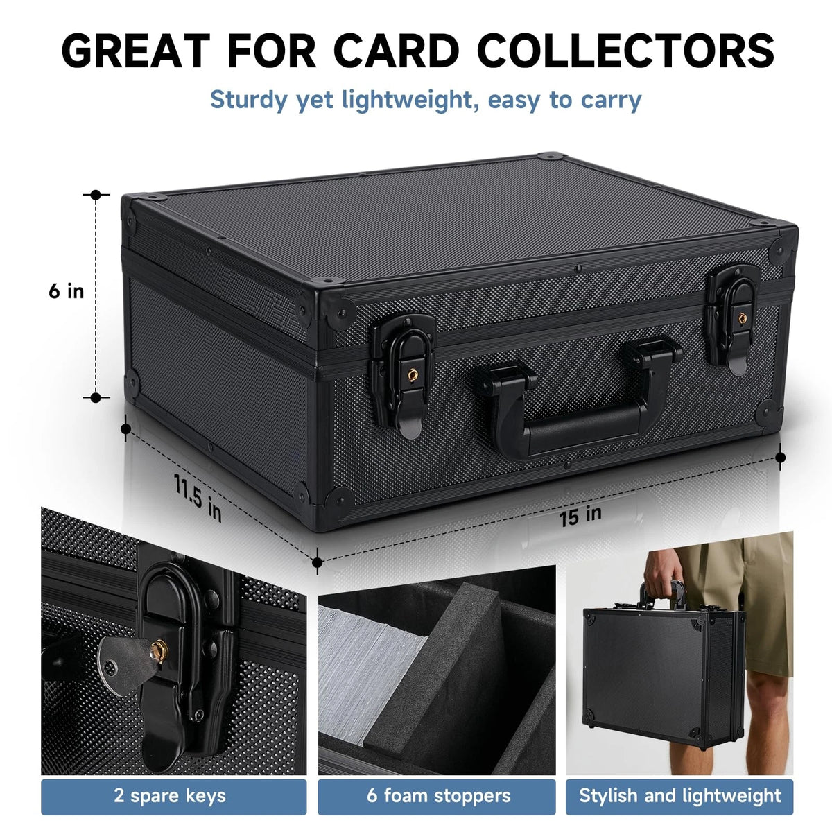 Trading Card Storage Box for 3" X 4" 35pt Toploaders 600+, Sturdy XL, Black