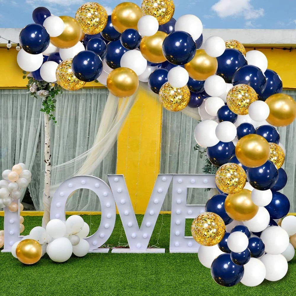 YMSZ Navy Blue Gold Balloons Arch 122 Piece Set, & Gold(120pcs)