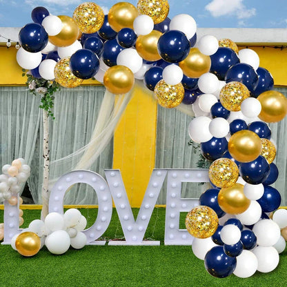 YMSZ Navy Blue Gold Balloons Arch 122 Piece Set, & Gold(120pcs)