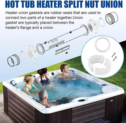 2" Spa Hot Tub Heater Split Nut Unions with Screw and Gasket/O-Rings,...