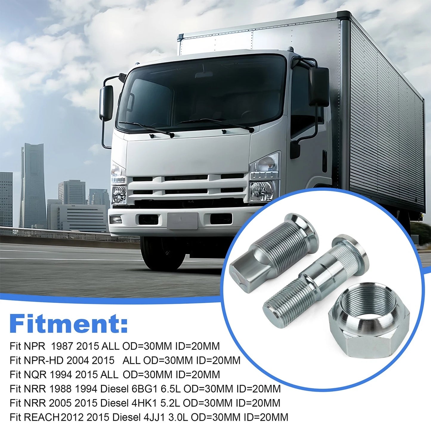 QTY 1-Wheel Nuts & Stud Kit Rear (LH) for ISUZU NPR NPR-HD NQR NRR 8-97147-614-2