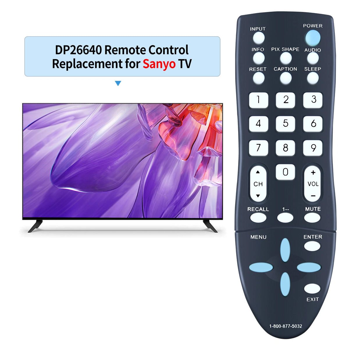 GXCC Replace Remote For Sanyo TV DP32640 DP32642 DP39842 DP39843 DP19648 DP19649