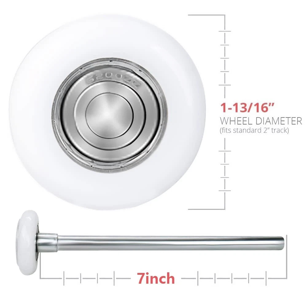 Durable & Quite 2" Sealed 6200ZZ Bearing Nylon Garage Door 7”, White-7"Stem