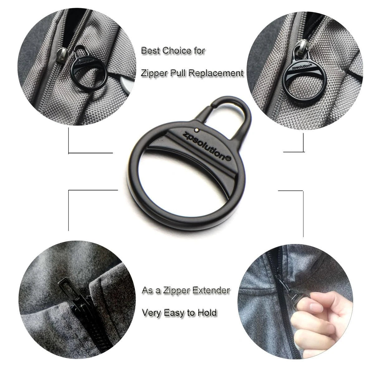 Zpsolution Round Zipper Pull Replacement Tool-Free Detachable 4 sliver