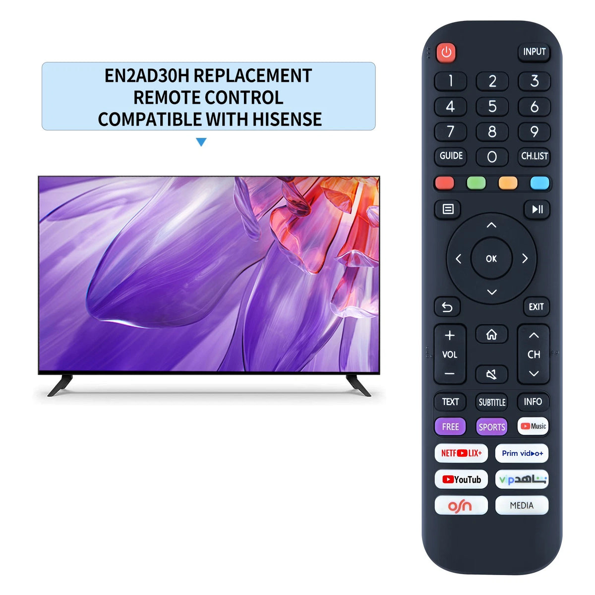 EN2AD30H Replace Remote Control For Hisense Smart LCD LED TV EN2AD30H（0011）