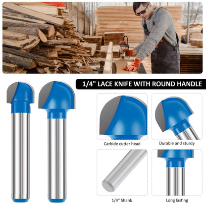 4PCS 1/4 Inch Shank Carbide Round Nose Core Router Bit Set Woodworking Tool
