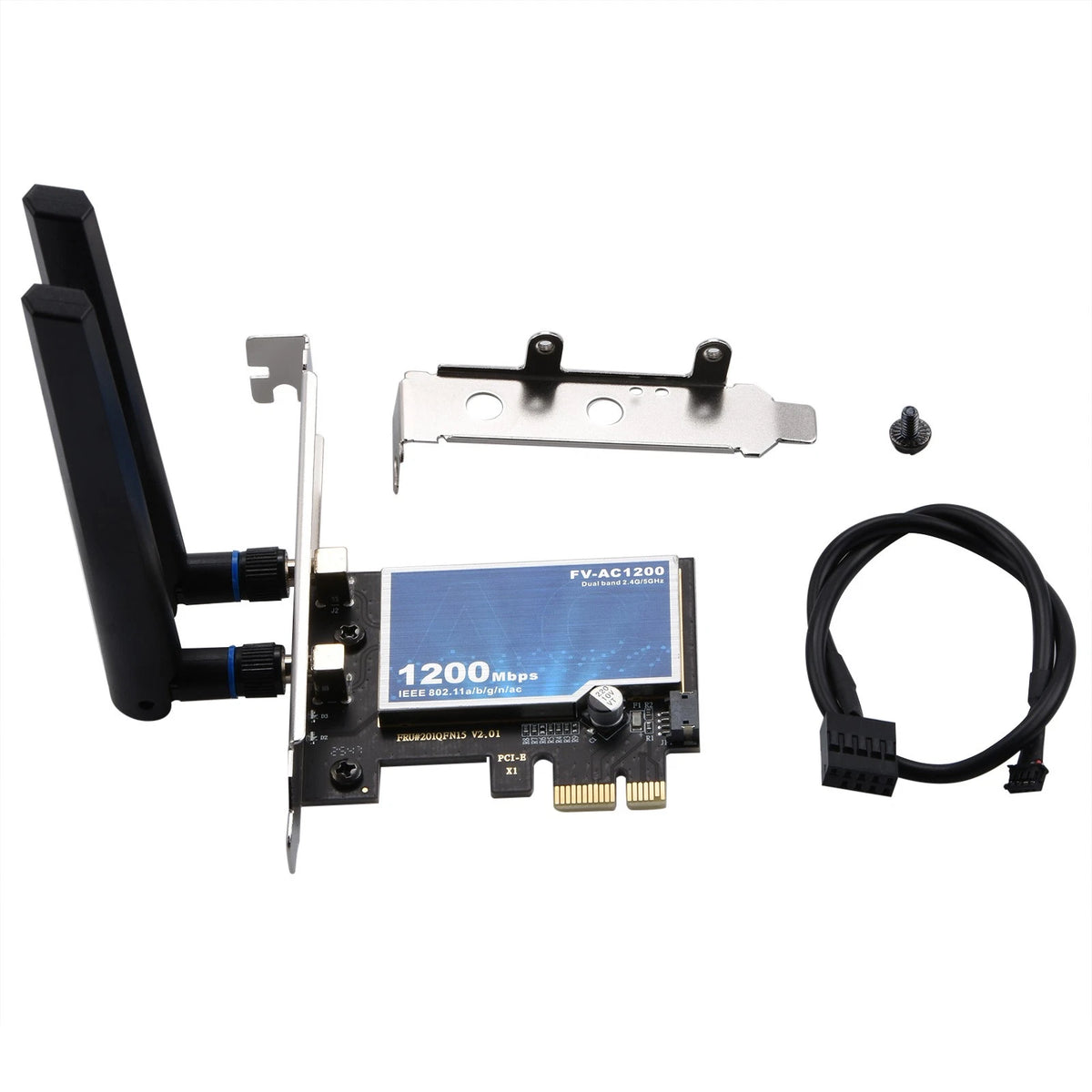 FV-AC1200 WiFi Adapter PCIe Dual Band 802.11ac Bluetooth 4.0 w/ 2 Antennas