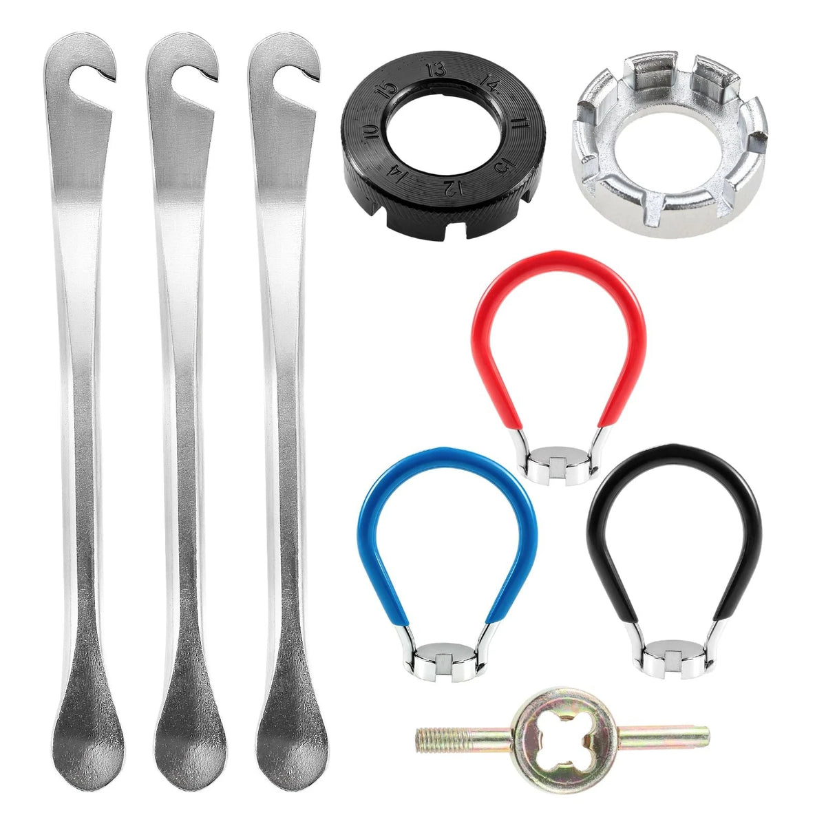 prefurina 9 Pack Bike Spoke Wrench Tool Kit, Standard, Silver/Black/Blue/Red
