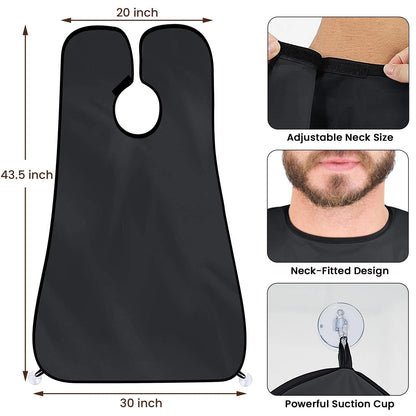 Beard Bib Apron, Stocking Stuffers Christmas White Elephant Free size, Black