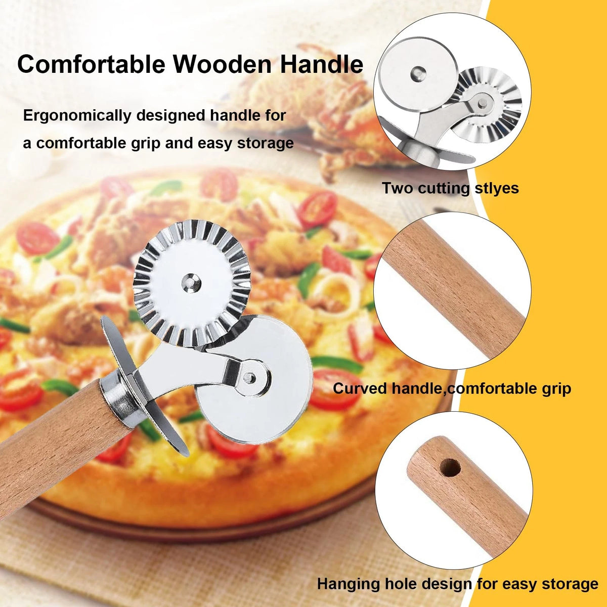 Pastry Double Cutter Wheel,2 Pack Pasta Wheel,Dual-Head 2 Pack, Silver