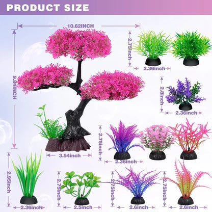 Ameliade Aquarium Artificial Plastic Plants Decoration, Pink Cherry
