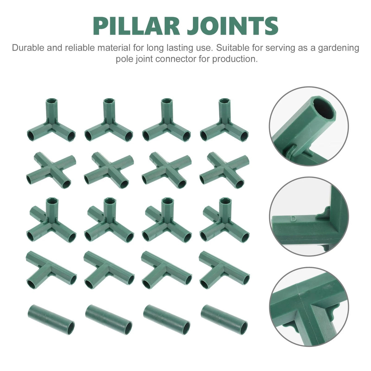 Yardwe 20Pcs 16mm Greenhouse Frame Connector, 5 Types Stable Gardening Pipe...