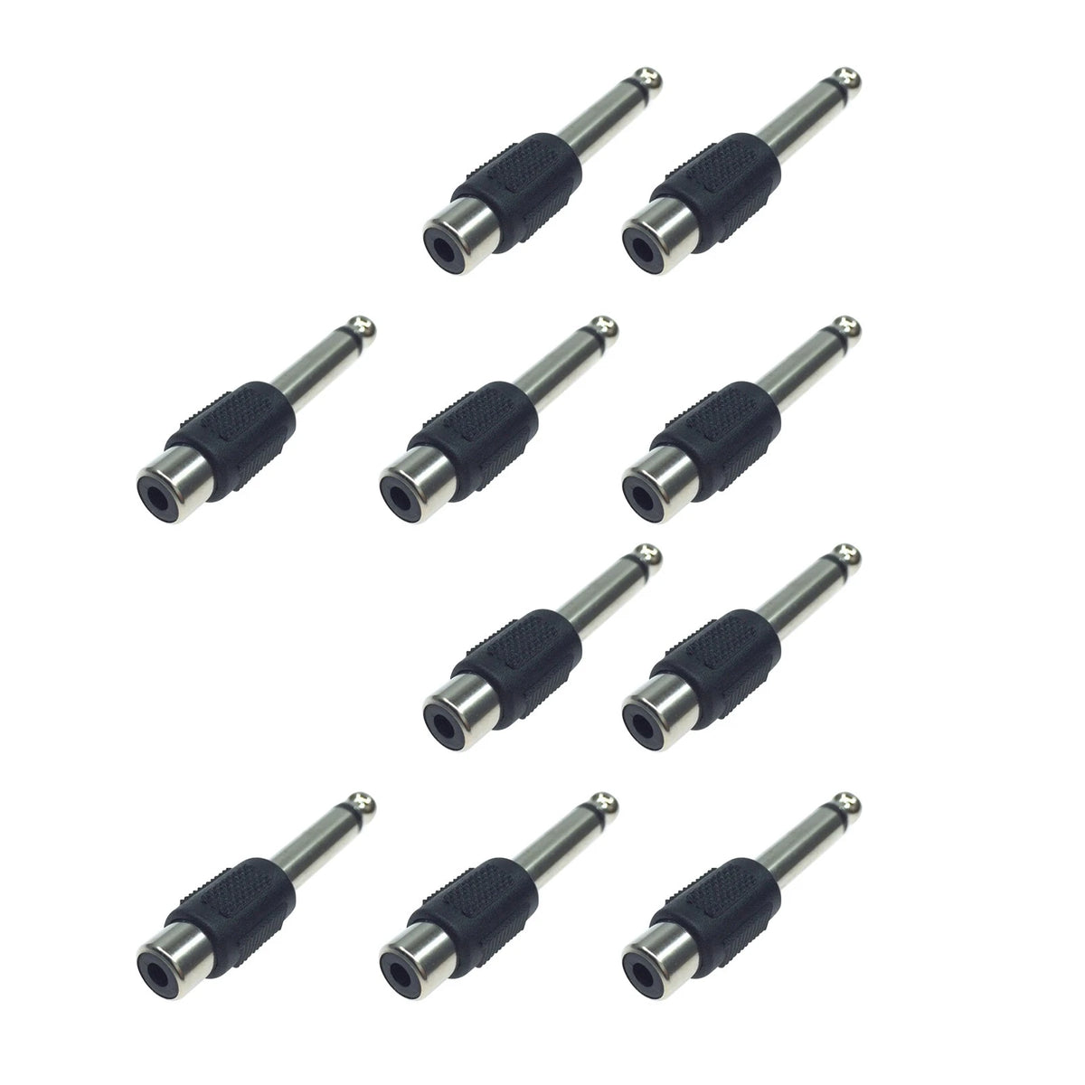 10PCS RCA Female Jack To 6.3mm Male Mono Plug Audio Adapter Connector