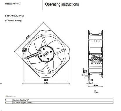 Ebmpapst W2E200-HH38-12 Axial Fan 230V ??225*80MM 2800RPM Cabinet Cooling Fan