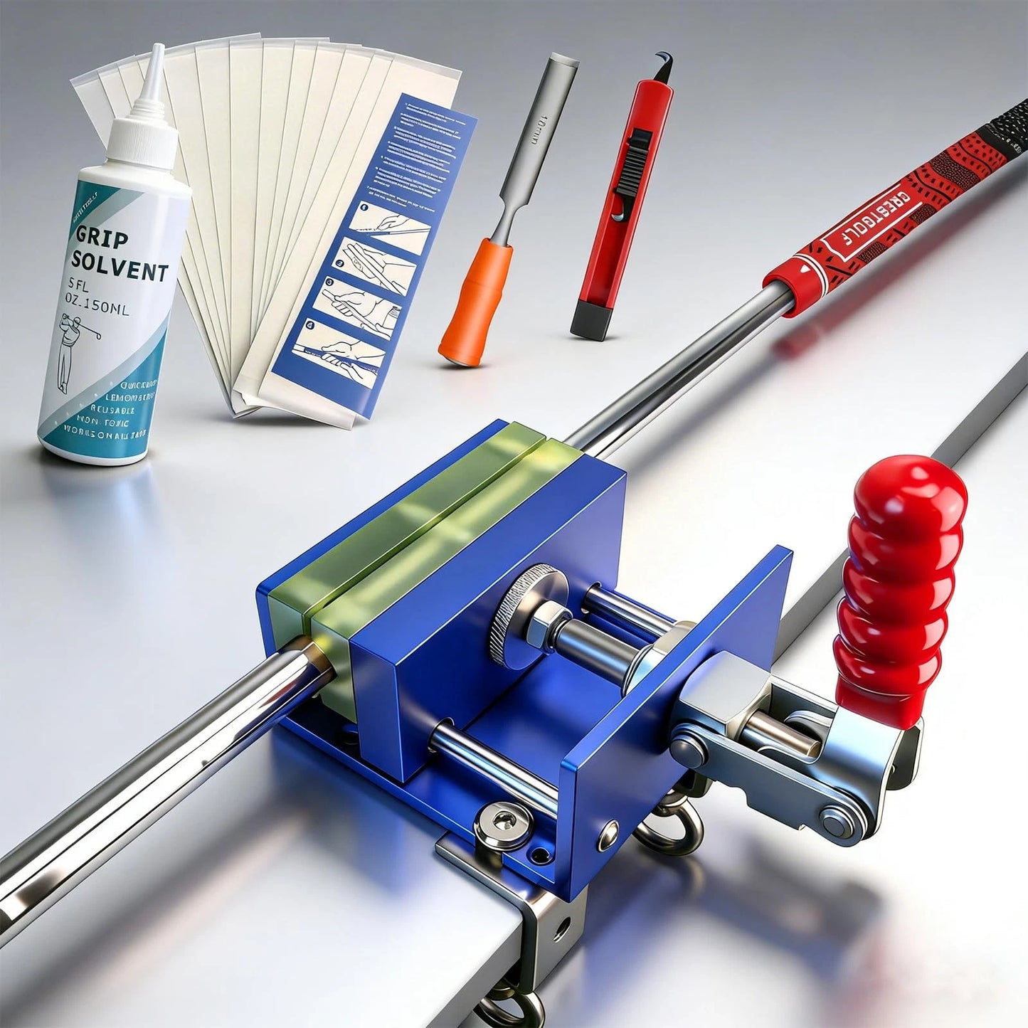 Crestgolf Golf Repair Kit Drill-Free & Drill Installation for Regripping blue