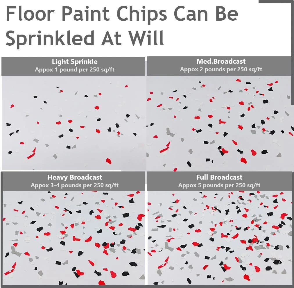 1LB Epoxy Floor Flakes Blend 16 Ounce (Pack of 1), Black/White/Red/Gray