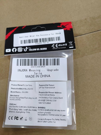 INJORA Brass Wheel Hex Hub 6mm(+2mm) Extenders Adaptor for 1/18 RC 6mm