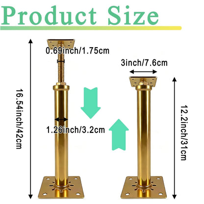 6 PCS House Floor Jacks Post Pole for Leveling, 12" - 16.5" Height Gold
