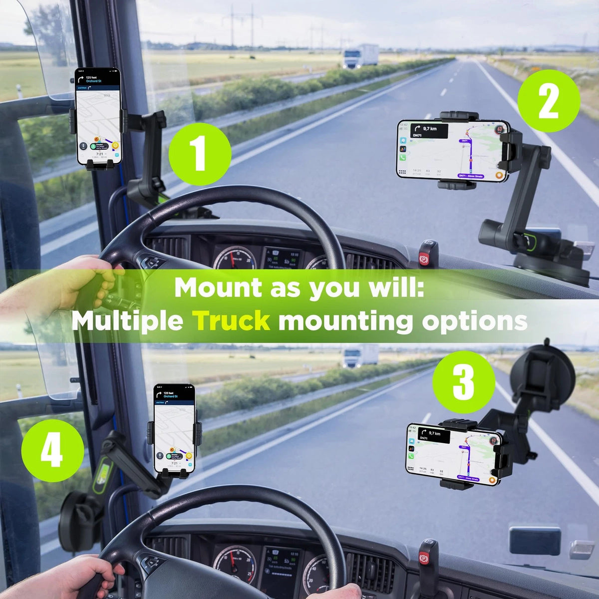 Cell Phone Mount for Truck Holder Drivers - Large, Black