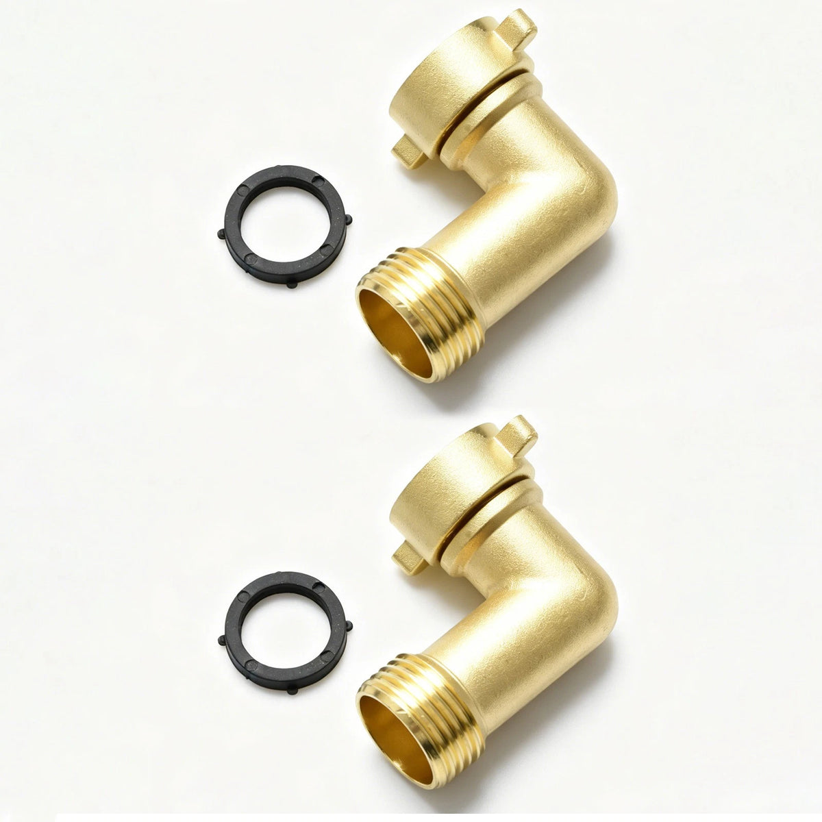 Brass 2pcs 90° Garden Hose Elbow Connector 3/4" Washers Outdoor RV Faucet Camper