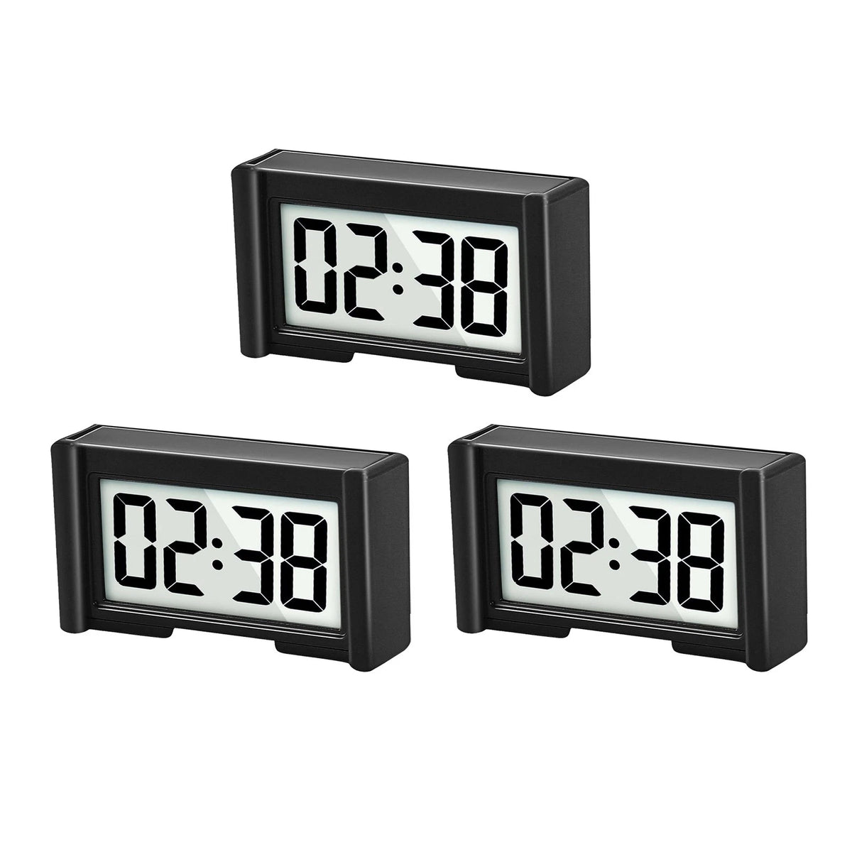 Durable 3 Pack Mini Digital Clock Small Adhesive Stick On Battery Operated Clock