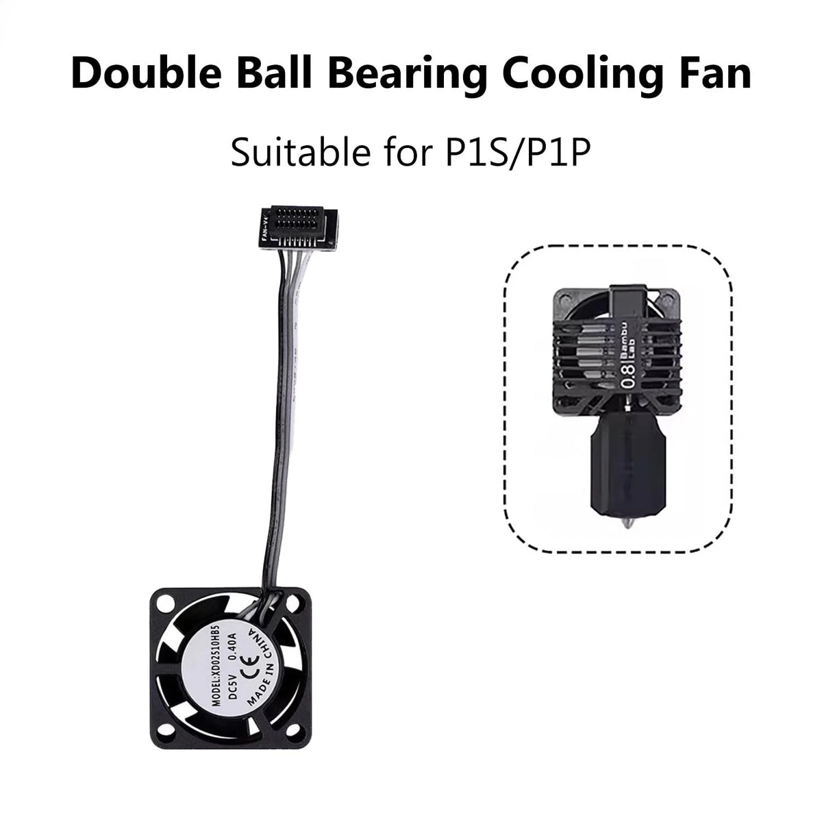 2PCS P1P/P1S DC5V 2510 Extruder Hotend Cooling Fan of 2510 for