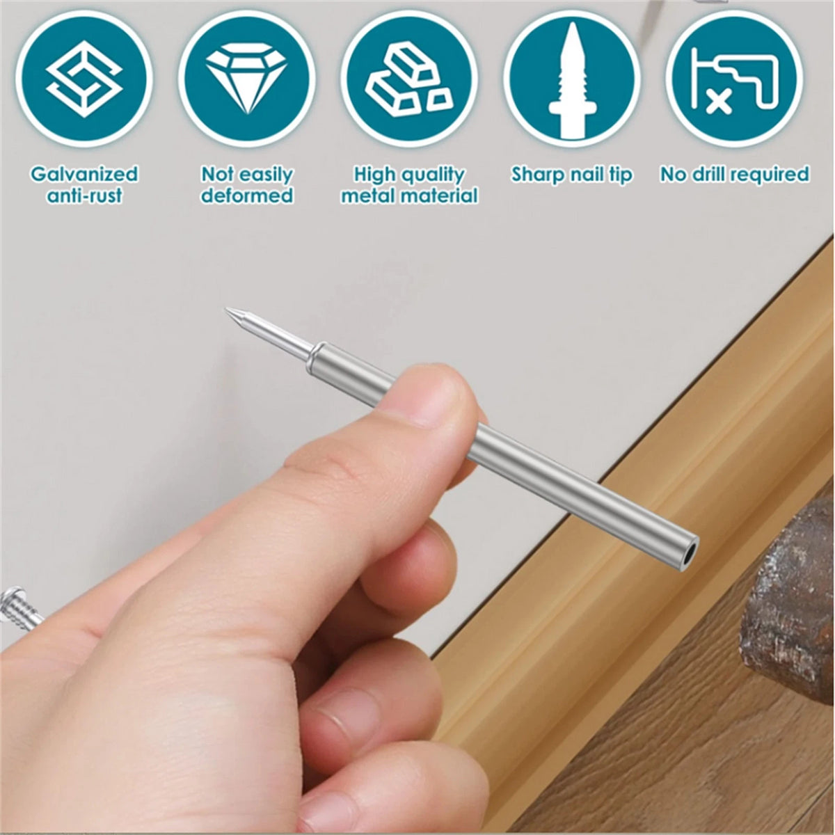 100Pcs  Double-Head Seamless Installation Metal Nail For Skirting Thread