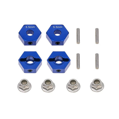 URCMax 4Pcs Aluminum 14mm hex hubs Wheel M4, x x 6mm, dark blue